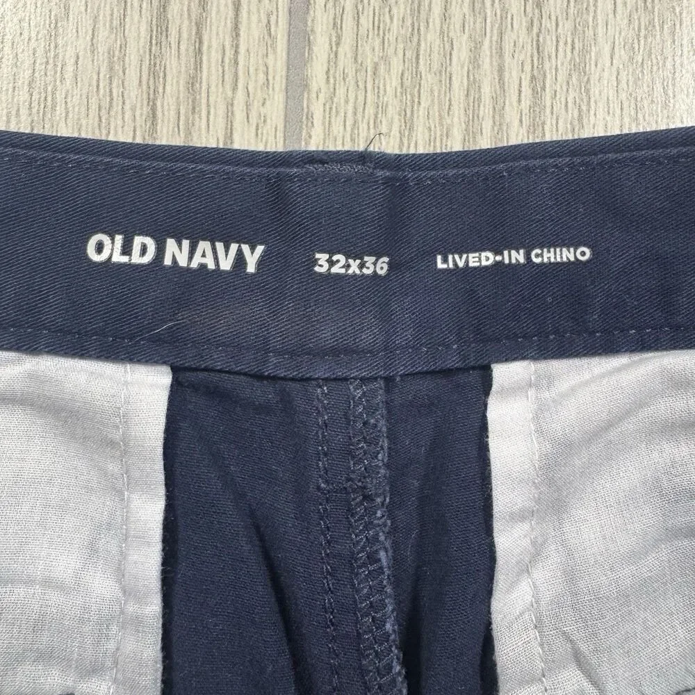 Old Navy Lived In Chino Pants Men’s 32x36 Tall Navy Casual Straight Leg New